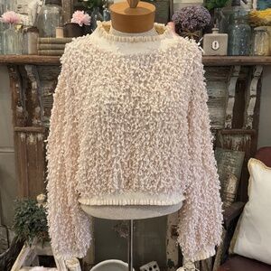 ZARA Fringed TASSEL Sweater Top | Textured Crochet Knit | Scalloped Detailing
